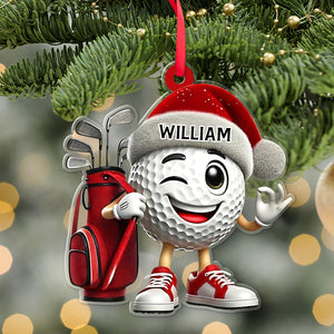 Personalized Winking Golf Ball Christmas Acrylic Ornament, Custom Name Gift For Golfer 686381
