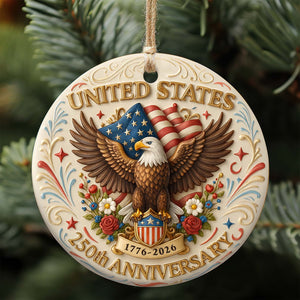 United States 250 Years Anniversary Ceramic Ornament | Patriotic Christmas Ornament 683447