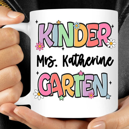 Personalized Kindergarten Teacher Mug | Back to School White Mug Accent Mug | Custom Mug for Teachers 682576
