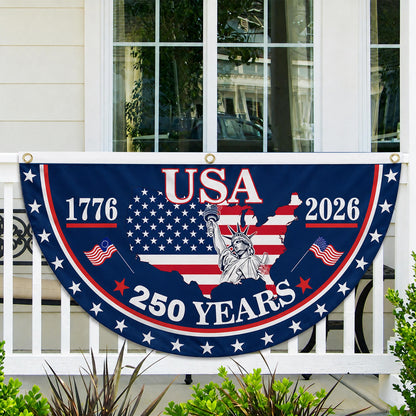 USA 250th Anniversary Semicircle Fence Flag, Patriotic USA 1776–2026 Semiquincentennial Flag 685185