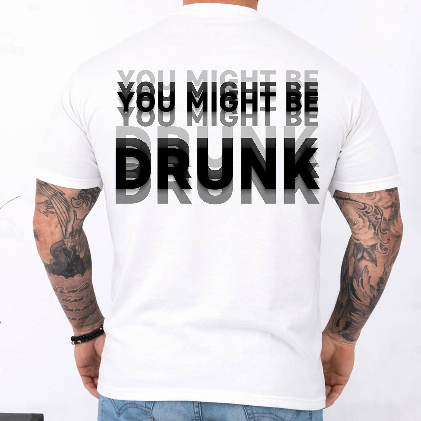 "You Might Be Drunk" Optical Illusion Graphic Backside Bright Shirt, Funny Party Tee 685746