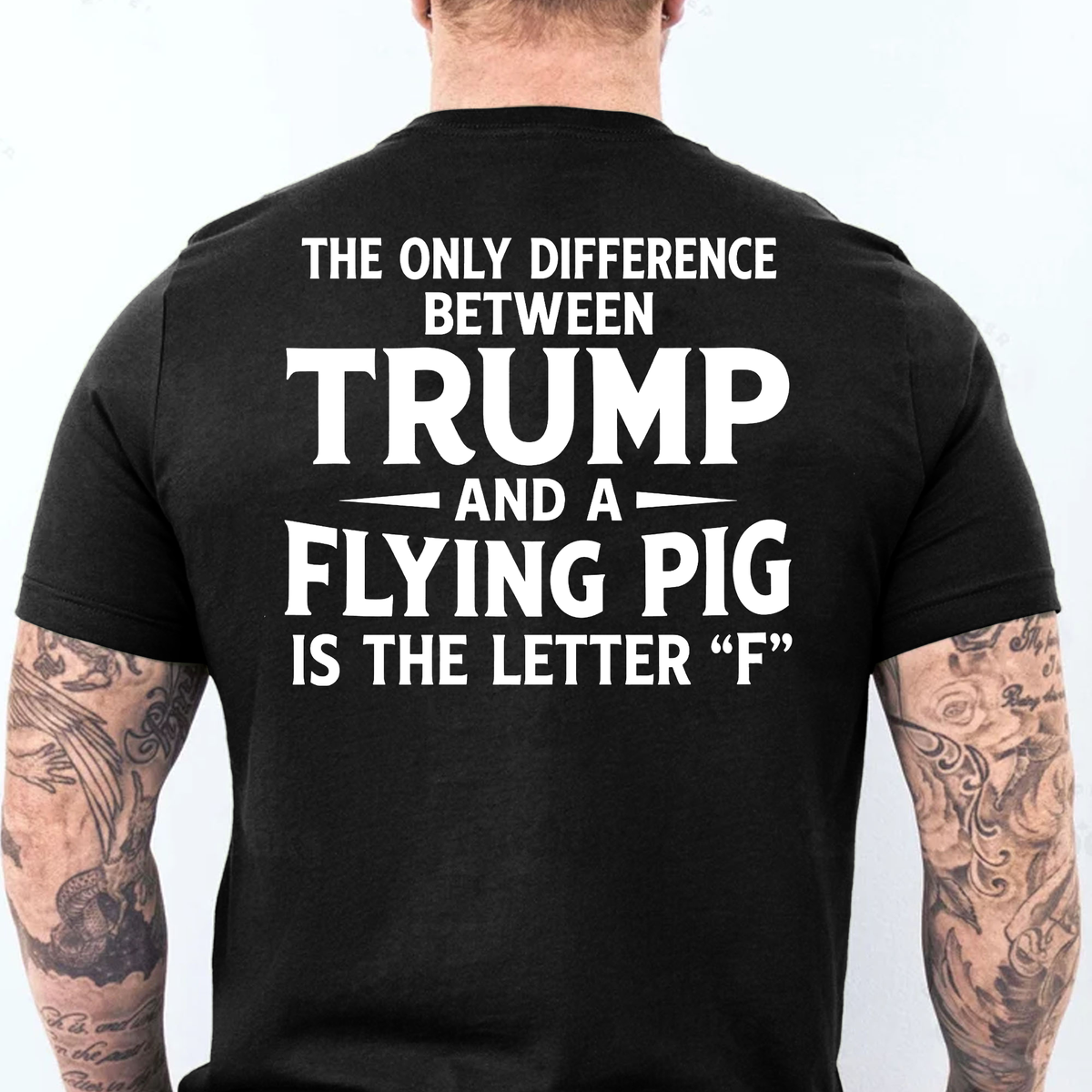 Funny Flying Pig Joke Anti Trump Backside Dark Shirt, Political Humor Graphic Tee 686061