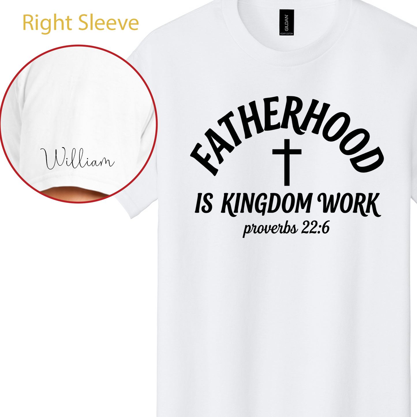 Fatherhood Is Kingdom Work | Personalized Father's Day Bright Shirt | Custom Name Front & Sleeve Shirt 685068