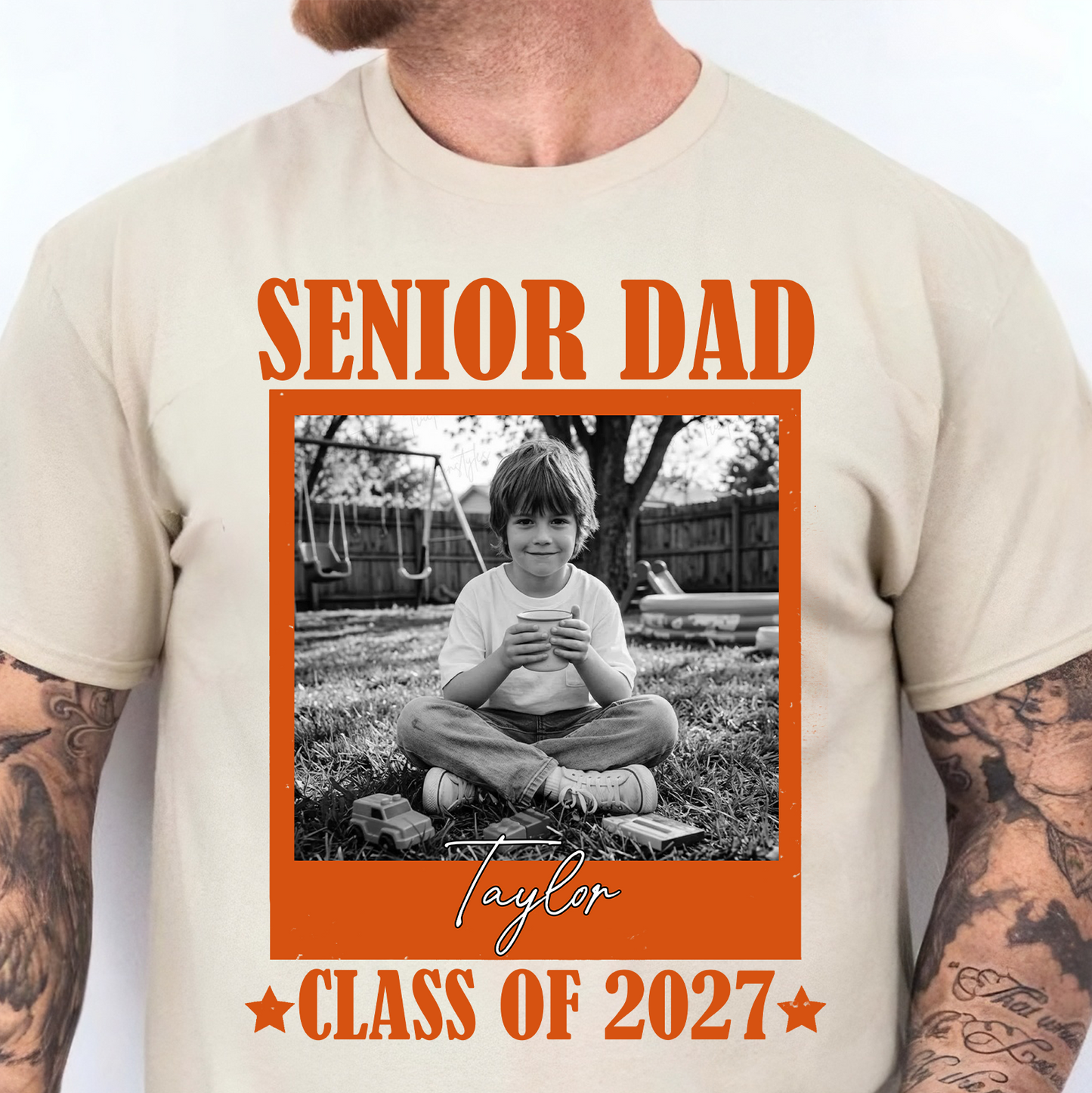 Personalized Senior Dad Mom 2027 Bright Shirt, Custom Photo Class Of 2027 Tee, Graduation Gift For Family 685374