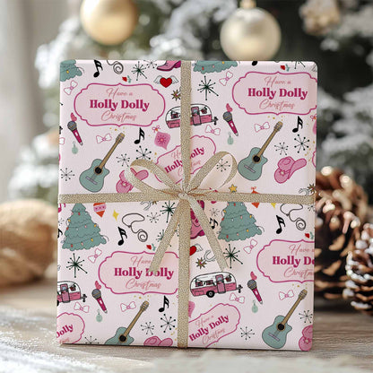 Have A Holly Dolly Christmas Wrapping Paper, Country Music Tribute Paper, Christmas Gift Wrap For Dolly Fan 686282