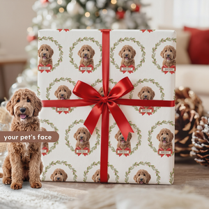 Custom Pet Photo Christmas Wrapping Paper, Personalized Holiday Wrap, Gift For Pet Lover 686502 WFD