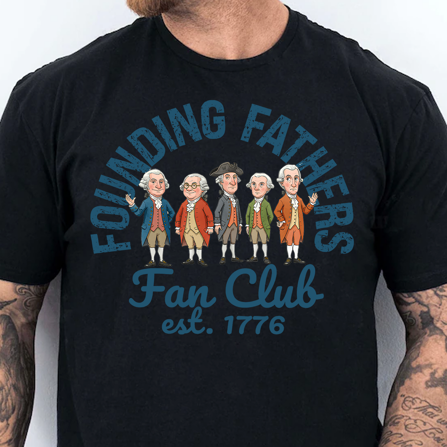 Founding Fathers Fan Club Dark Shirt | America 250th Anniversary Shirt, Patriotic Tee 684507