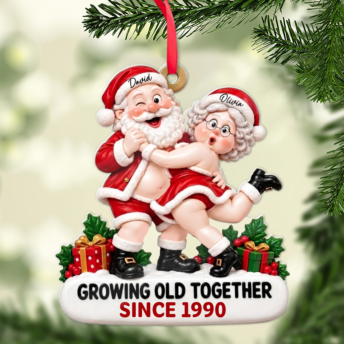 Personalized Growing Old Together Acrylic Ornament, Funny Christmas Gift For Couple 686514