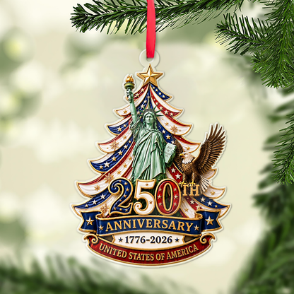 USA 250th Anniversary Acrylic Ornament, 1776-2026 Patriotic Christmas Ornament 686112