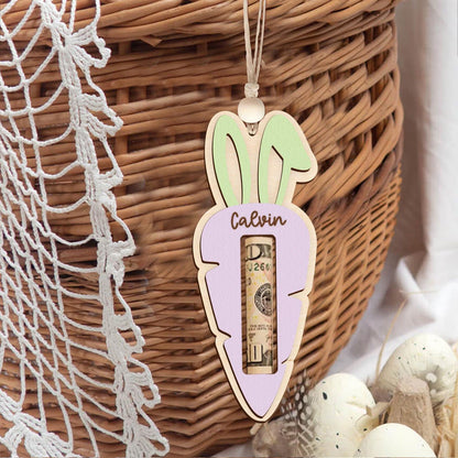 Personalized Easter Money Holder, Custom Bunny Money Holder, Carrot Money Holder, Easter Name Tag 684443