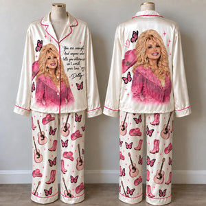 You Are Enough Dolly Pajamas, Dolly Parton Satin PJ Set, Country Music Holiday Sleepwear 686308