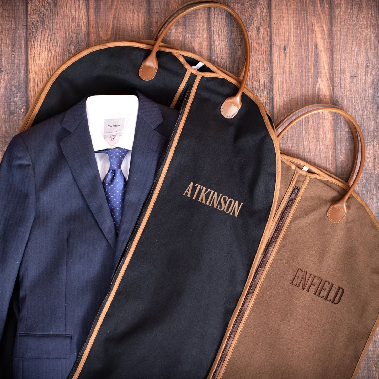 Custom Name Suit Bag, Personalized Embroidery Suit Bag, Leather Handle Garment Bag, Gift For Groomsmen 684930