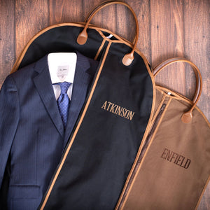 Custom Name Suit Bag, Personalized Embroidery Suit Bag, Leather Handle Garment Bag, Gift For Groomsmen 684930
