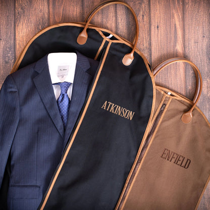 Custom Name Suit Bag, Personalized Embroidery Suit Bag, Leather Handle Garment Bag, Gift For Groomsmen 684930
