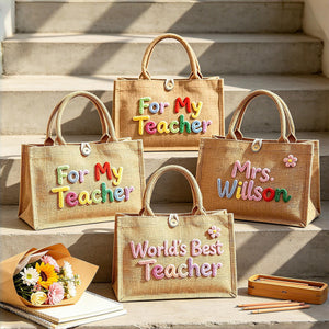 Custom Crochet Teacher's Name Tote Bag | Personalized Back To School Tote | Teacher Appreciation Gift 685473 WFD
