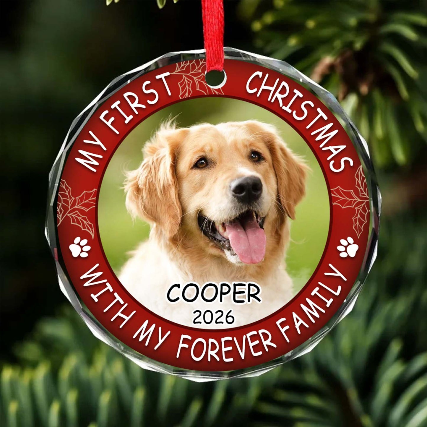 Custom Photo First Christmas Glass Ornament, Personalized Christmas Gift For Pet's Lover 685927