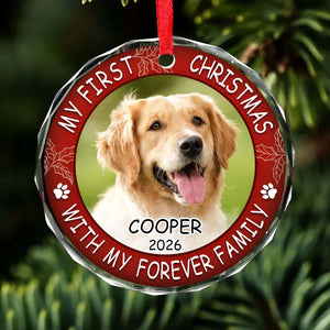 Custom Photo First Christmas Glass Ornament, Personalized Christmas Gift For Pet's Lover 685927