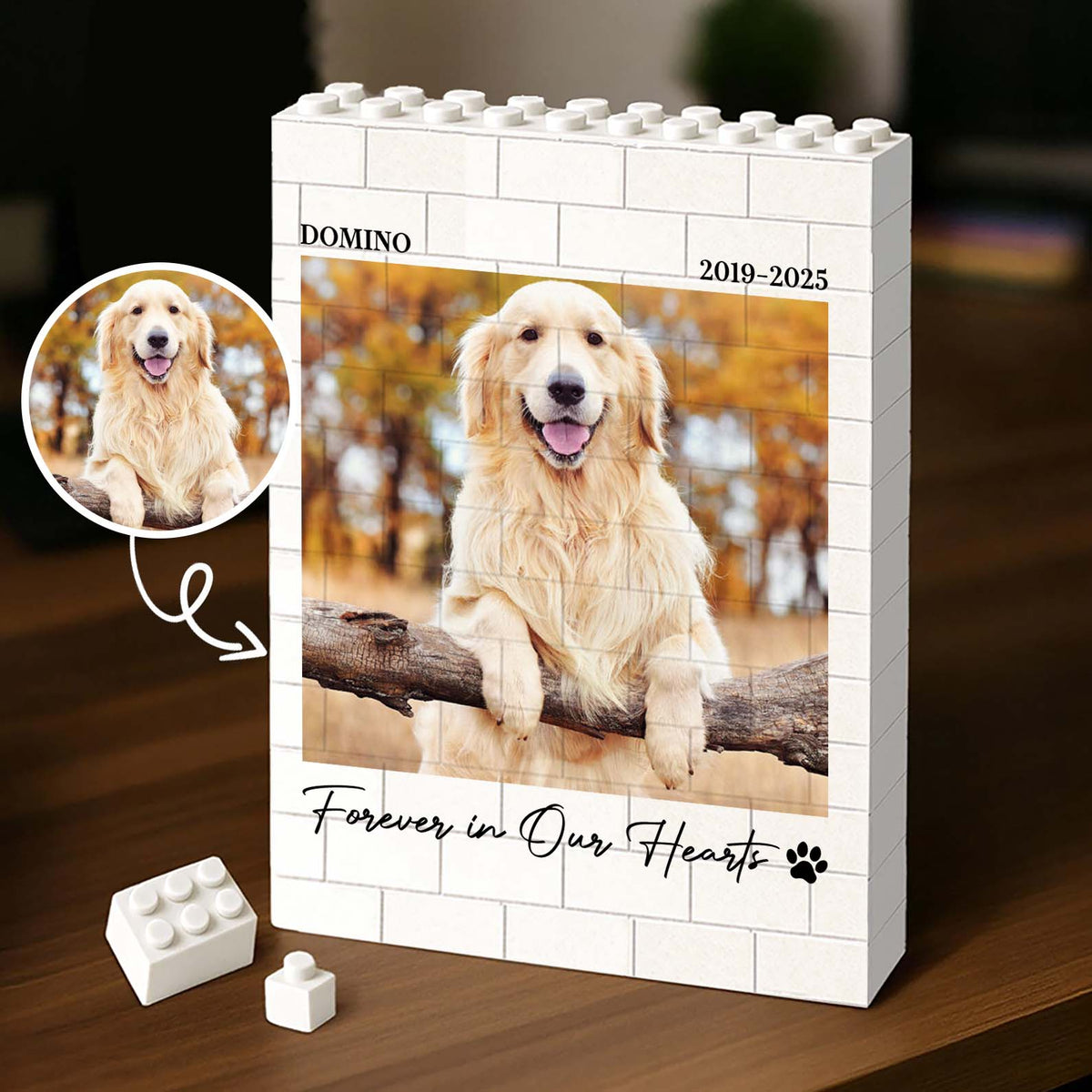 Custom Pet Photo Memorial Building Blocks, Personalized Pet Loss Gift 685999
