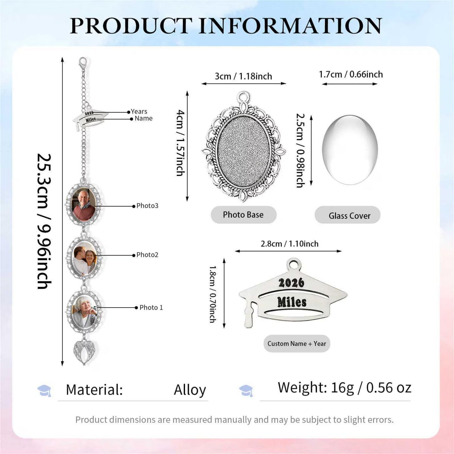 Custom Photo Bouquet Charm | Personalized Graduation Keepsake | Angel Wing Tassel Hanging For Grad Cap 684881