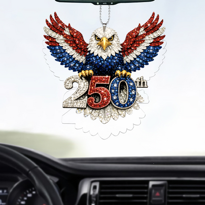 America 250 Years Anniversary Eagle Wings Car Ornament | Patriotic Car Decor 684516
