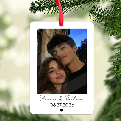 Custom Couples Photo Acrylic Ornament, Personalized Christmas Ornament, Couple Keepsake Gift 684207