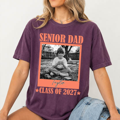 Personalized Senior Dad Mom 2027 Comfort Colors Shirt, Custom Photo Class Of 2027 Tee, Graduation Gift For Family 685374