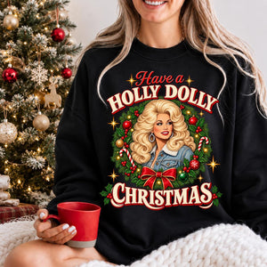 Have A Holly Dolly Christmas Dark Shirt, Retro Country Music Graphic Tee, Dolly Parton Fan Gift 686120