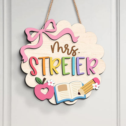 Custom Teacher Name Wooden Sign, Personalized Back To School Classroom Decor 685433 WFD