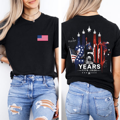 USA 250th Anniversary Pocket & Back Dark Shirt, 1776-2026 Fighter Jet Tee, Patriotic 4th Of July Gift 685274 WFD