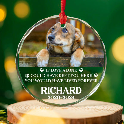 Personalized If Love Alone Could Have Kept You Here Glass Ornament | Custom Memorial Pet Photo Glass Ornament For Christmas Decor 682727