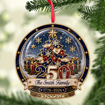 Personalized USA 250 Years Acrylic Ornament, 1776-2026 Patriotic Family Christmas Tree Decor 685862