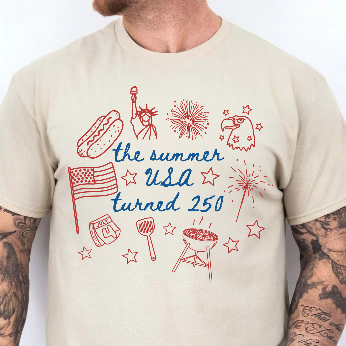 USA 250th Anniversary Bright Shirt, The Summer USA Turned 250 Tee, Patriotic 4th Of July Gift 685361