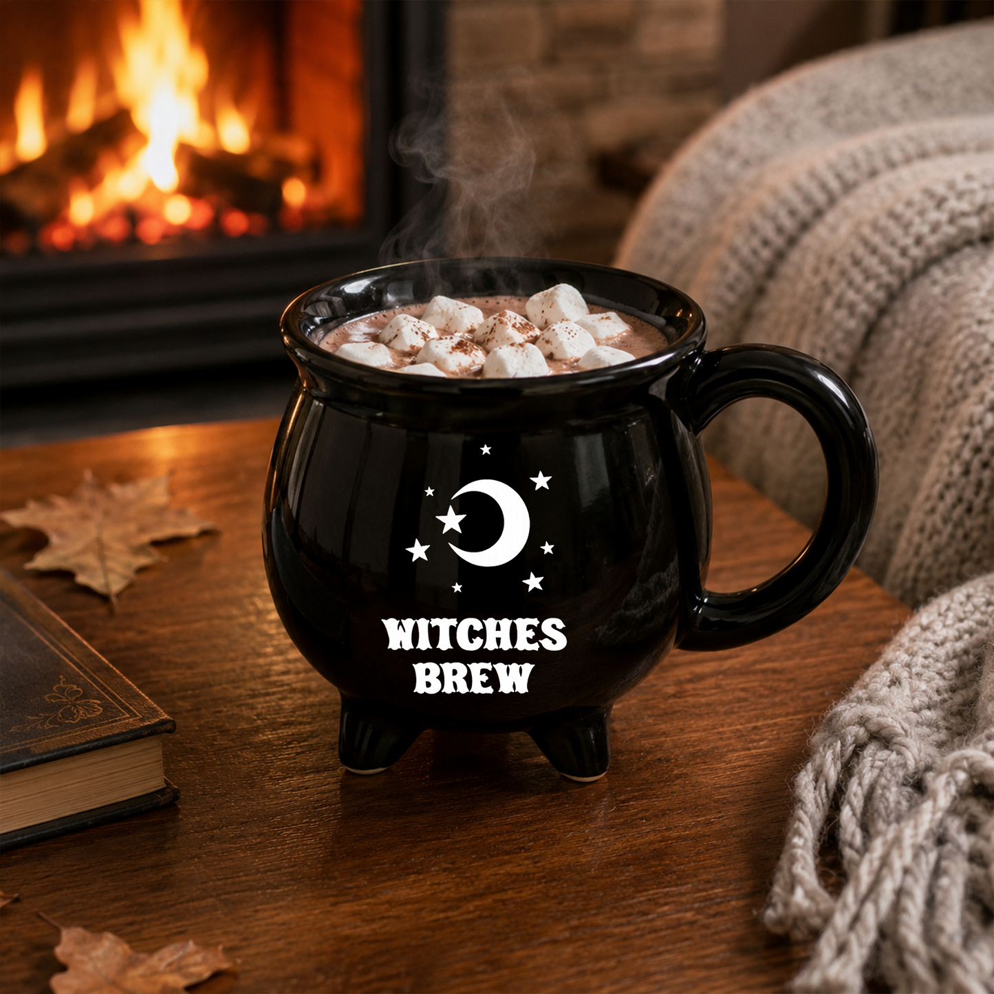 Witches Brew Cauldron Mug, Witch Black Ceramic Coffee Mug, Spooky Halloween Gift 685783