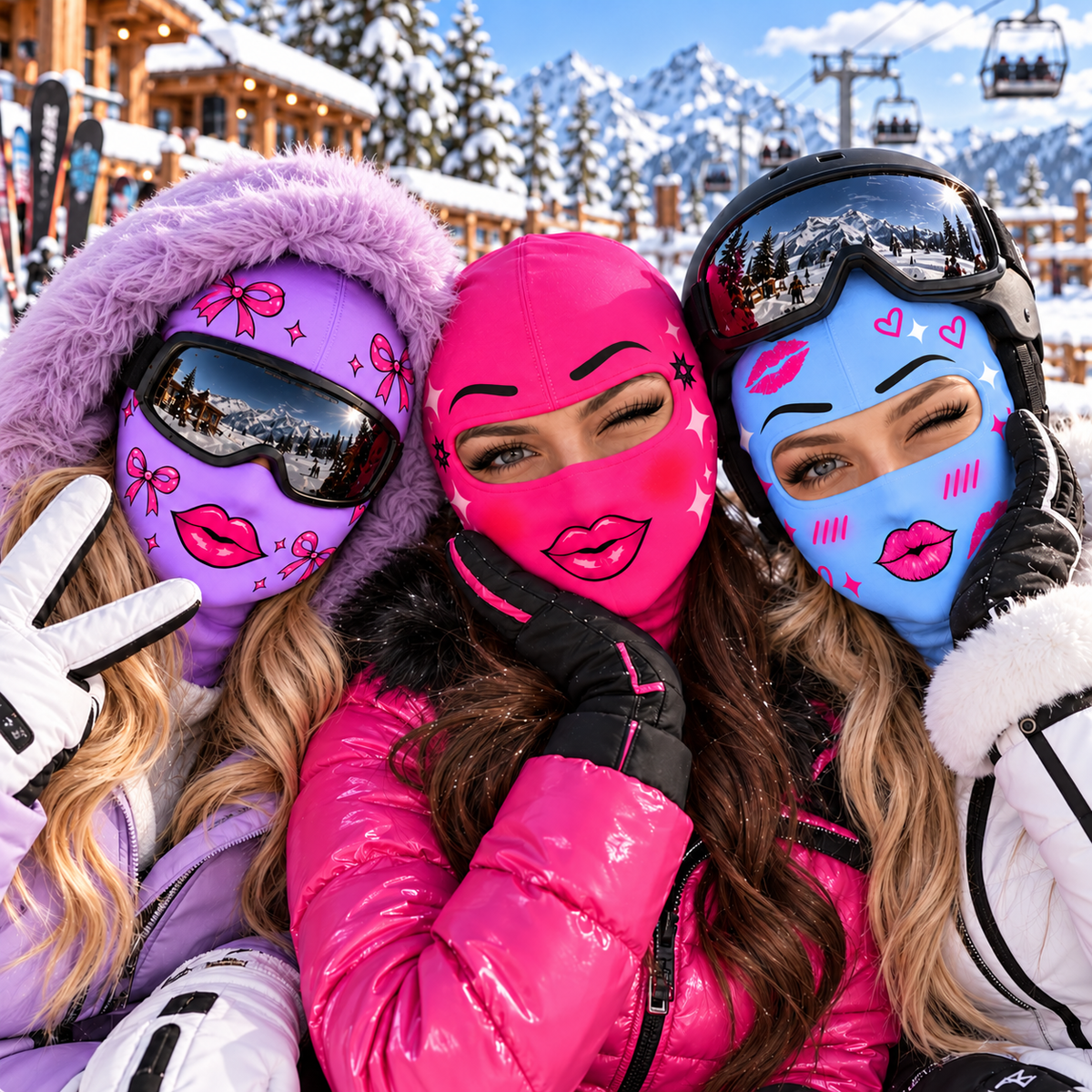 Personalized Funny Ski Mask, Custom Cute Lips & Bows Winter Balaclava 686660 WFD