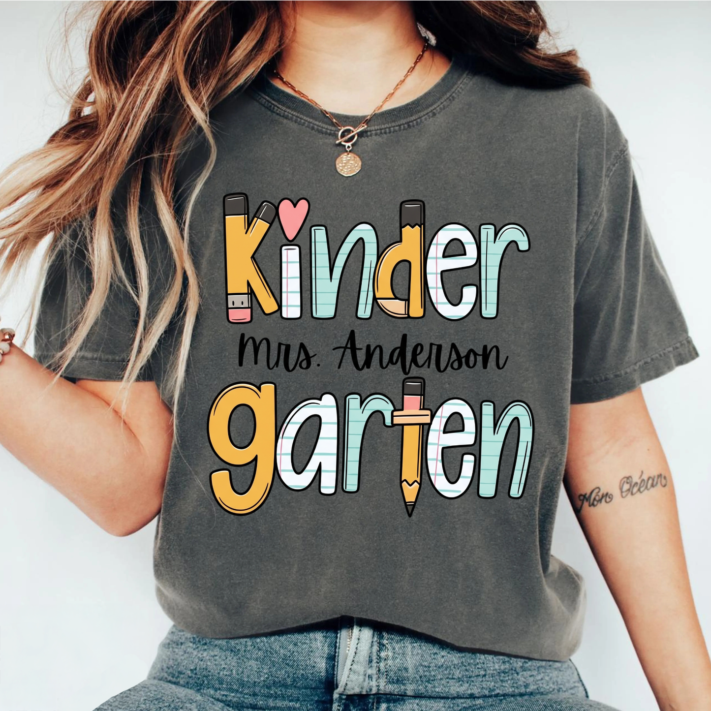Custom Teacher Name Comfort Colors Shirt, Personalized Kindergarten Tee, Back To School Gift 685490 WFD