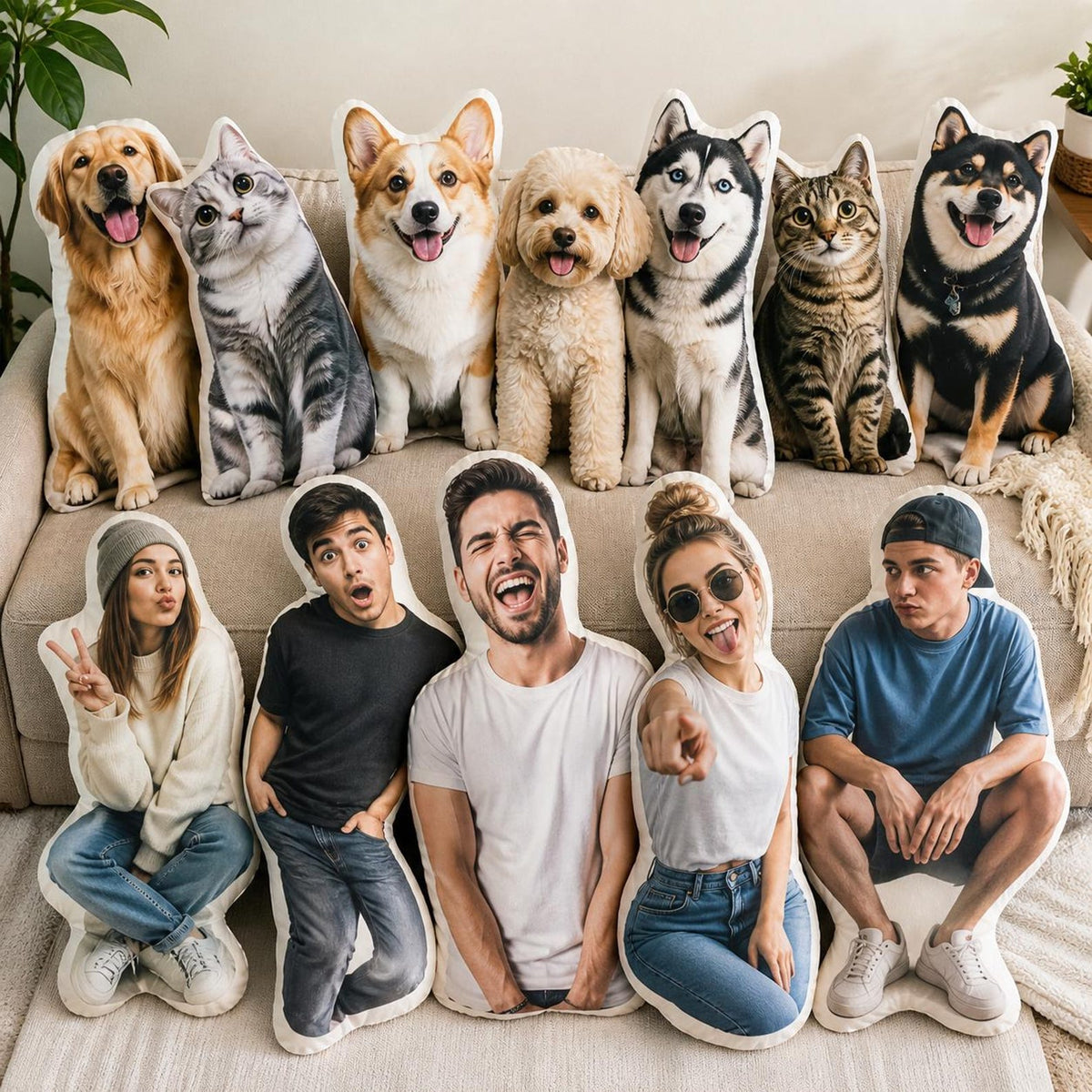 Custom Photo Pillow, Personalized Funny Face & Pet Shaped Pillow, Gift For Friend, Pet Lover Gift 686890 WFD