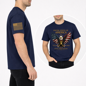 Retro USA 250th Anniversary Dark Shirt | Patriotic 4th Of July Front & Sleeve Shirt | Independence Day Gift 685406
