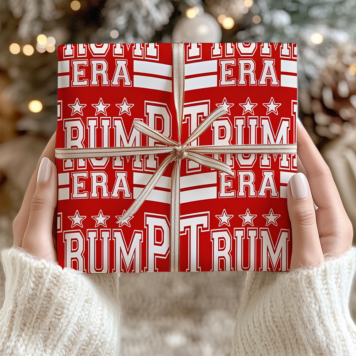 Red & White "Trump Era" Wrapping Paper, Patriotic Political Supporter Paper, Christmas Gift Wrap 686290