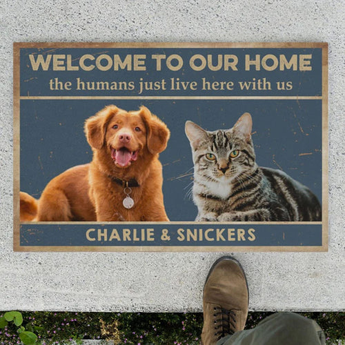 Welcome To The Pet Home Personalized Custom Photo Dogs Cats Pets Doormats C597