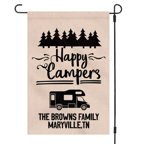 Happy Campers Personalized Custom Camping Garden Flag H185