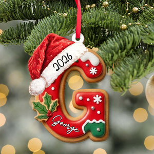 Personalized Gingerbread Letter Wooden Ornament, Christmas Tree Keepsake 685988