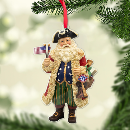 America 250th Anniversary Acrylic Ornament, Patriotic Kurt Adler Santa Ornament, Christmas Tree Decor 685907