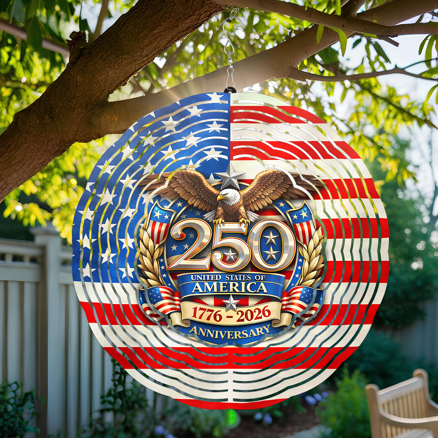 USA 250 Years Anniversary Wind Spinner | Patriotic Wind Spinner | Garden Decor 684529