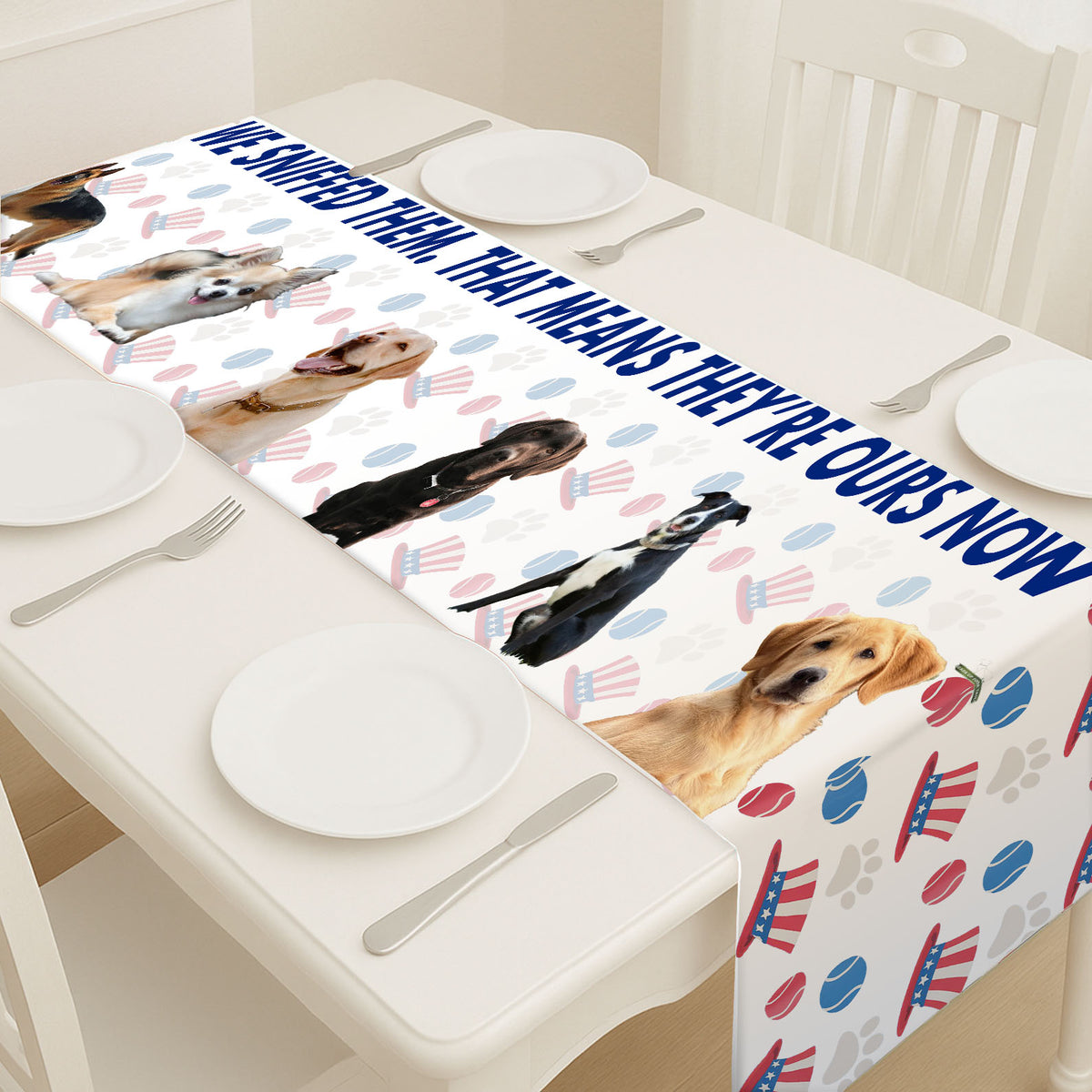 Personalized I Sniffed Them Table Runner | Custom Dog Photo | Patriotic 4th Of July Table Runner For Kitchen 682364