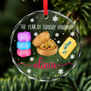 Personalized Squishy Christmas Glass Ornament, Custom Name Dumpling Squishy Ornament, Christmas Keepsake Gift 686337
