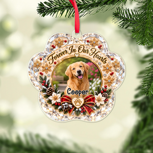 Custom Photo Forever In Our Hearts Acrylic Ornament, Personalized Christmas Gift For Dog Lover 686730