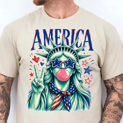 USA 250th Anniversary Bright Shirt, Vintage Preppy Statue Of Liberty Tee, Patriotic 4th Of July Gift 685337