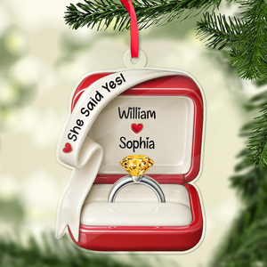 Personalized She Said Yes Engaged Acrylic Ornament, Custom Name Married Christmas Keepsake 686527