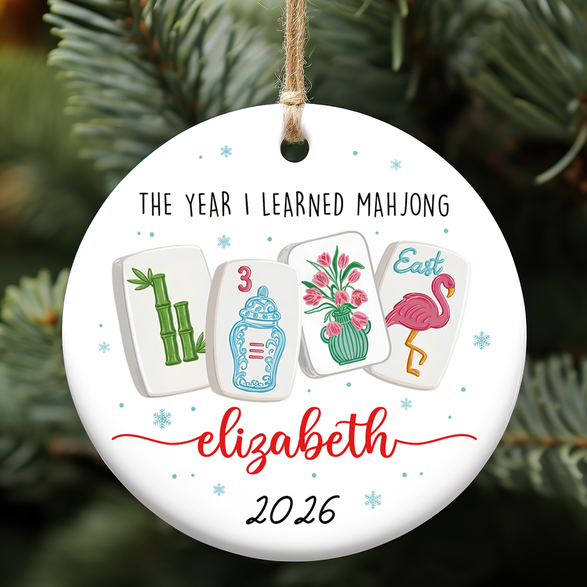 Personalized The Year I Learned Mahjong Ceramic Ornament, Custom Name Funny Christmas Gift 686448