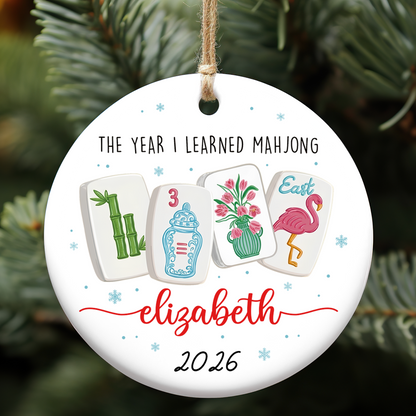 Personalized The Year I Learned Mahjong Ceramic Ornament, Custom Name Funny Christmas Gift 686448
